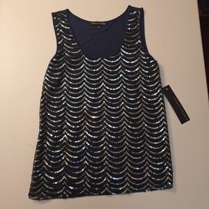 Always Indigo Navy Sequin Going Out Top